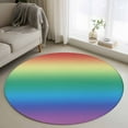 thumbnail image 1 of Red Yellow Round Rugs for Living Room 4ft Green Blue Purple Gradient Non Slip Circle Rug Washable Low-Profile Indoor Carpet for Bedroom, Dining Room, Bathroom, 1 of 9