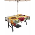 thumbnail image 1 of Red Yellow Sunflowers Outdoor Tablecloth - 60x102 Inch Rectangle Dining Table Cover, Retro Rustic Barn Doors Butterfly Brown Waterproof Outdoor Table Cloth with Umbrella Hole & Zipper for Patio, 1 of 7