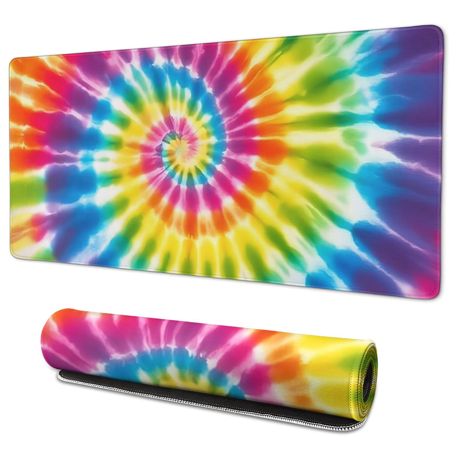 Red Breakfest Sign Red and Yellow Tie Dye Pattern Extended Large Mouse Pad, Desk Protector ...