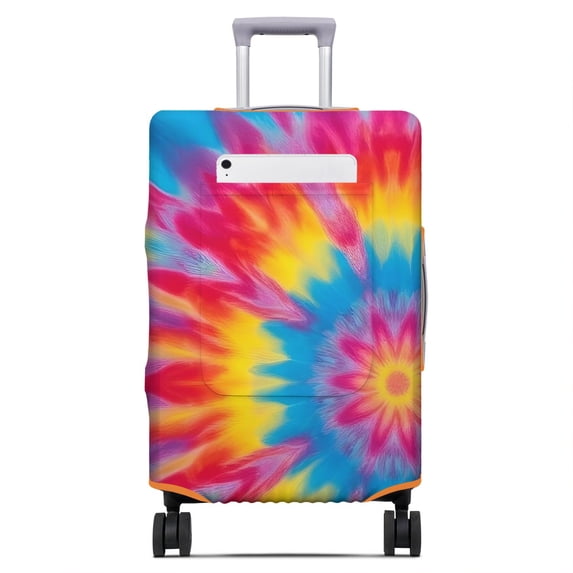 Yellow Shop Front Red and Yellow Tie Dye Pattern Luggage Cover,Stretch Suitcase Dust ...