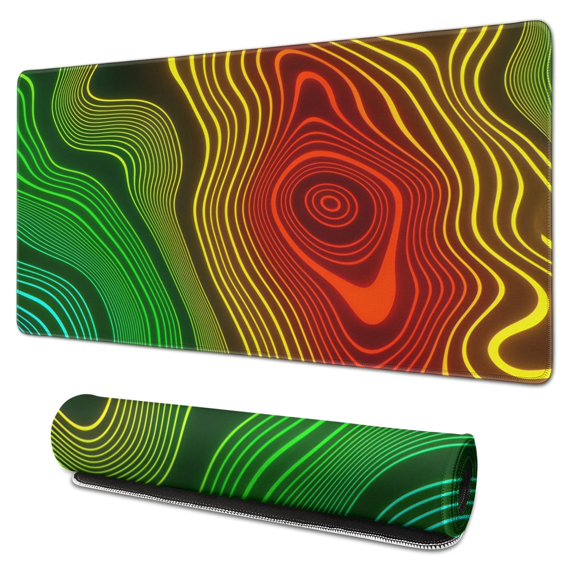 Red, Yellow, and Green Lines pad Mousewaterproof,rubber+multispandexwashable Line Series MousepadDesk Pad for Office Home Game 31.5x15.7inches