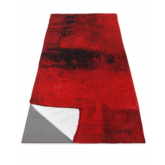 Red Yoga Towel for Hot Yoga Non Slip, Retro Oil Painting Modern Abstract Art Aesthetics Yoga Mat Towel Absorbent Yoga Sweat Towels Microfiber Hot Yoga Blanket for Bikram Pilates 26"x74"