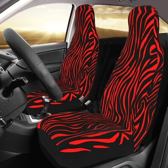 Red Zebra Car Seat Covers for Women Front Seat Cover Protector Dust Resistant Comfortable Nonslip Car Accessories Fit for Cars 2 Piece
