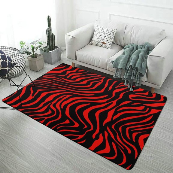 Red Zebra Carpet for Home Decoration Soft Comfy Rugs for Bedroom Living Room Bathroom Entrance Non-slip Comfort Mat