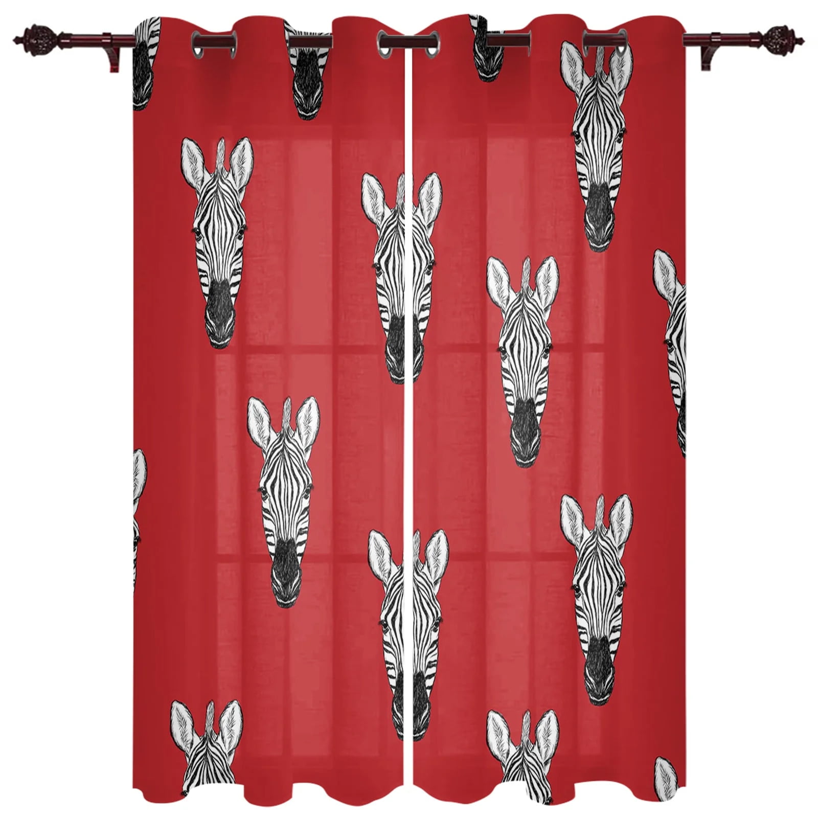 Red Zebra Leopard Print Window Curtains Home Decor Bedroom Window