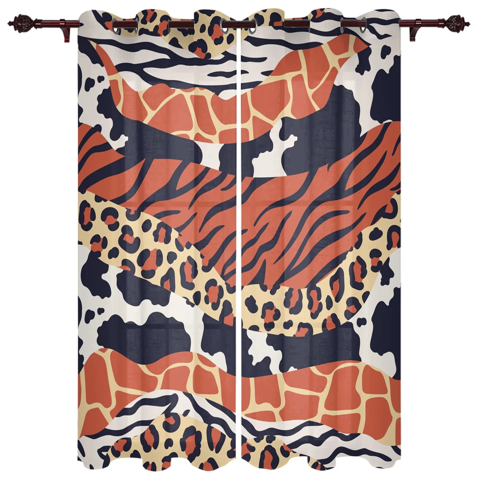 Red Zebra Leopard Print Window Curtains Home Decor Bedroom Window Treatments Valance Curtains