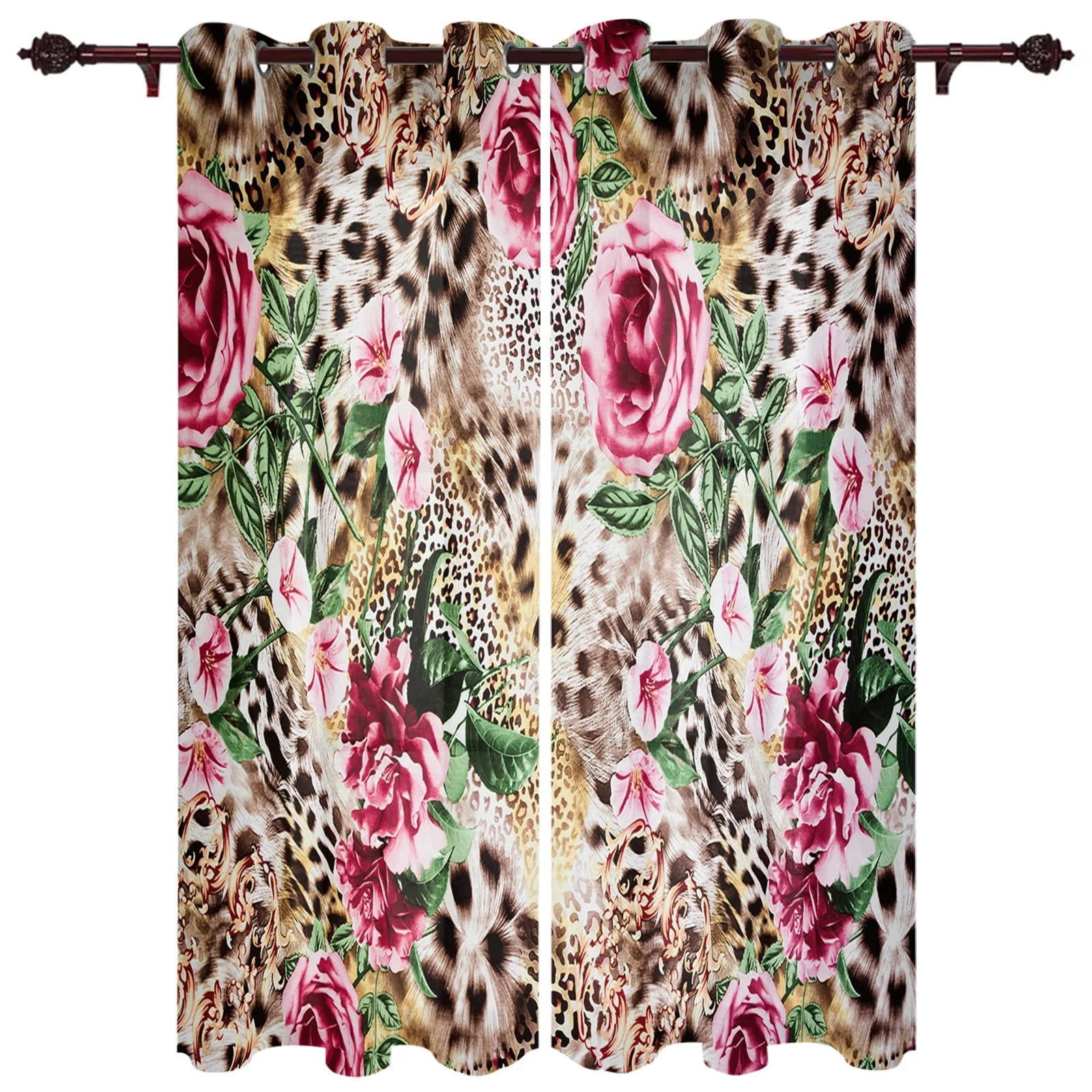 Red Zebra Leopard Print Window Curtains Home Decor Bedroom Window