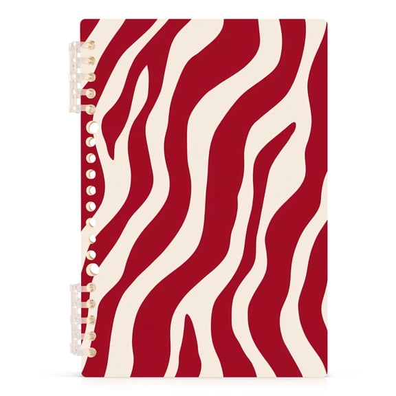 Red Zebra Pattern A5 Notebook Refillable 60 Sheets Detachable Ring Binder PP Cover Journal
