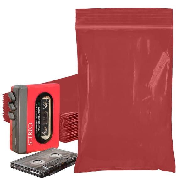 Red Polyethylene Zip Bags, 2 Mil Color-Coded Opaque, 1000 Count, 4 x 6 in