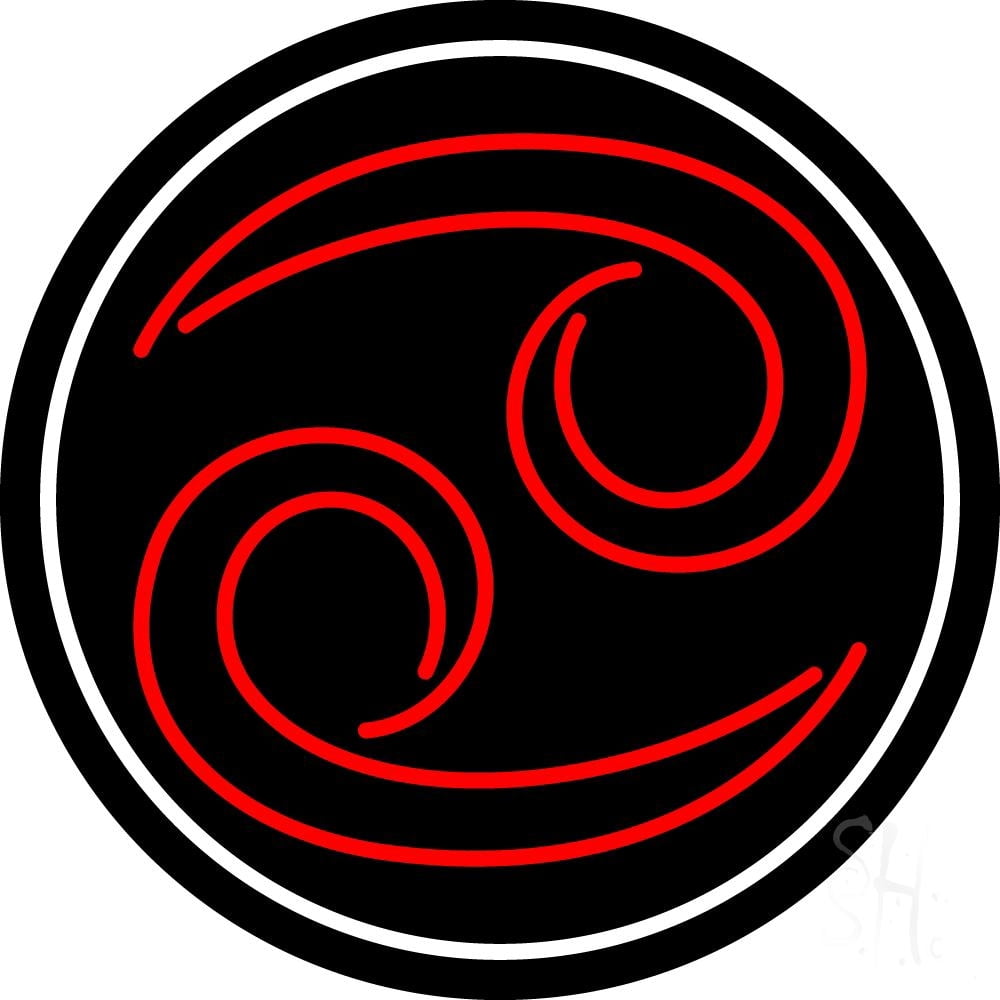 Red Zodiac Cancer White Border LED Neon Sign 18 X 18 - inches Black ...