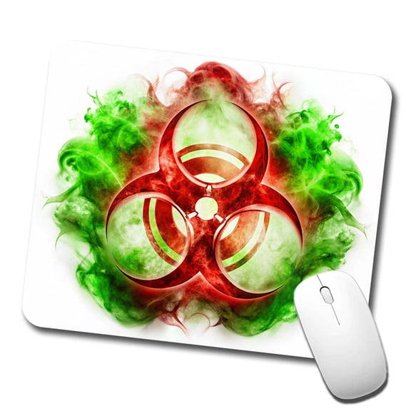 Red Zombie Outbreak Symbol With Green Toxic Gas Mouse Pad Low Profile Gaming Mat