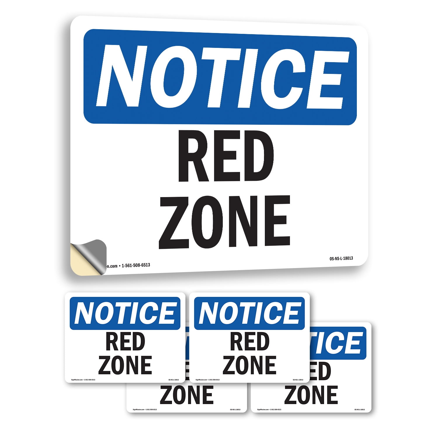 Red Zone OSHA Notice Vinyl Decal Label 18 Inch x 12 Inch - 5 Pack ...