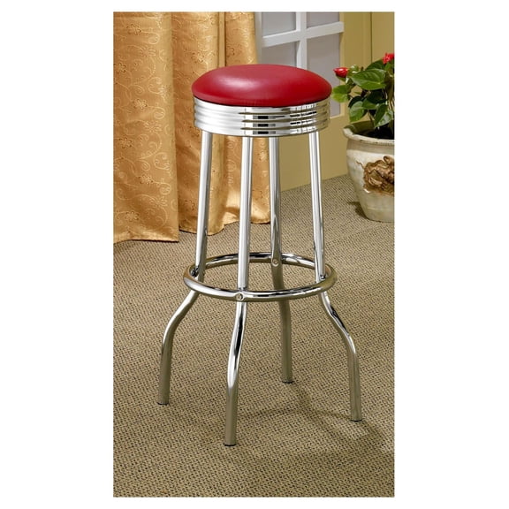 Red and Bar Height Stool (Set of 2)