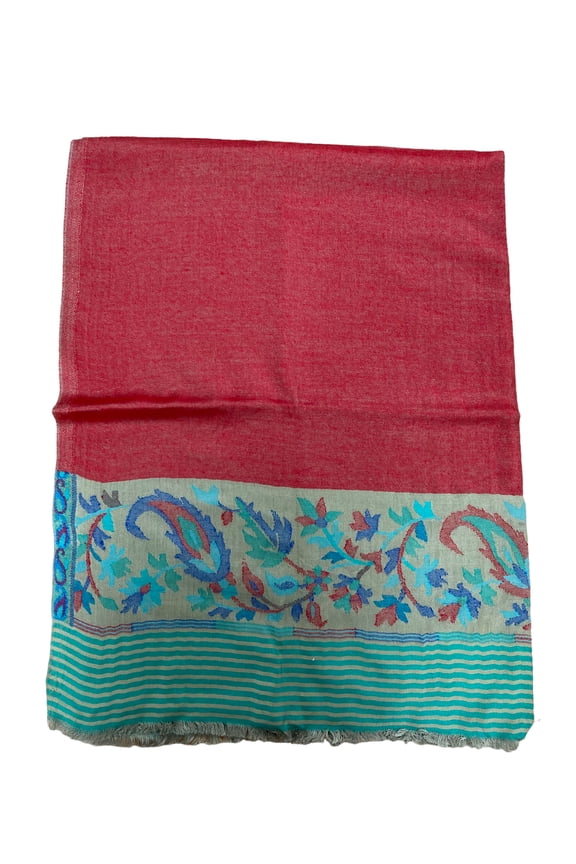 Red and Beige Modal Scarf with Kani Prints For Women Exquisite Unique Summer/Spring Collection Lightweight Soft Scarf Shawl Wrap