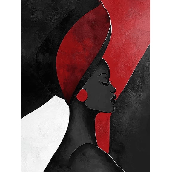 Red and Black Abstract Woman Canvas Wall ArtSuitable for Living Room Office Kitchen and Dining Room Decoration