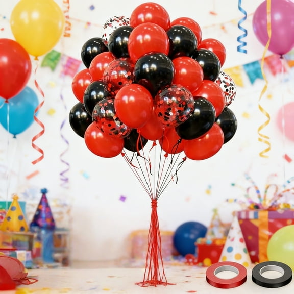 Red and Black Balloons,57pcs 12 Inch Black Red Confetti Balloons for Wedding,New Year Eve,Graduation,Birthday Party Decorations