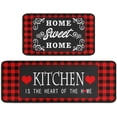 thumbnail image 1 of Red and Black Buffalo Plaid Kitchen Decor Rugs Set 2 Piece, Farmhouse Style Home Indoor Kitchen Rugs and Mats Non Skid Washable 17x47+17x30 Inches, 1 of 6