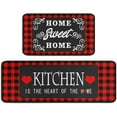 thumbnail image 1 of Red and Black Buffalo Plaid Kitchen Decor Rugs Set 2 Piece, Farmhouse Style Home Indoor Kitchen Rugs and Mats Non Skid Washable 17x47+17x30 Inches, 1 of 6