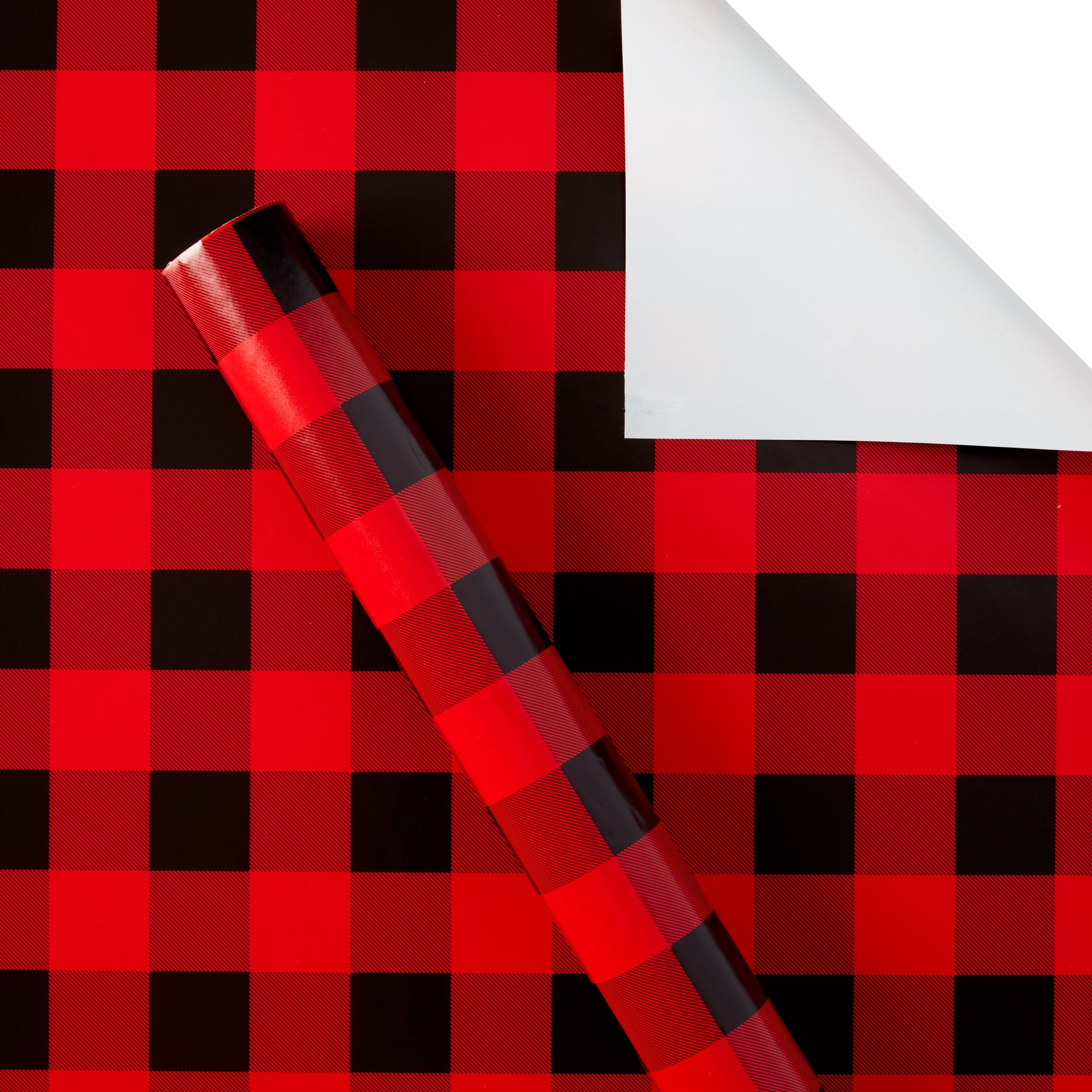 Santa Buffalo Plaid Wishes Kraft Red and Black Holiday /Christmas Gift Wrap  Wrapping Paper 15ft Roll