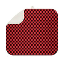 Red and Black Checkerboard Pattern Dish Drying Mat for Kitchen 1 Pack, Ultra Absorbent Microfiber Dishes Drainer Mats,16"x18"