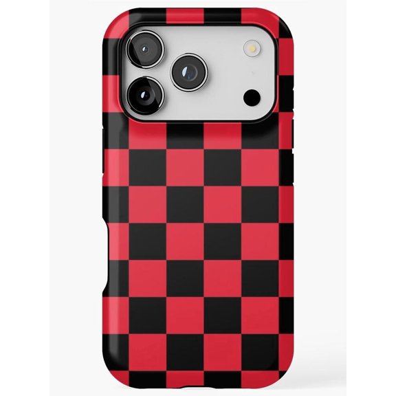 Red and Black Checkerboard Tough Case for Apple iPhone, Polycarbonate and TPU