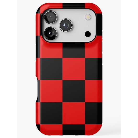 Red and Black Checkerboard Tough Case for Apple iPhone, Polycarbonate and TPU