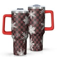 thumbnail image 1 of Red and Black Checkered Christmas Snowflake Pattern Tumbler with Handle and Lid,40oz Double Wall Vacuum Insulated Tumbler,Cups Gift for Women and Men, 1 of 7