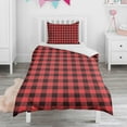 thumbnail image 1 of Red and Black Checkered Duvet Cover and Pillowcase Set for Single Bedding, Bedroom Accessories for Kids Teens, 1 of 5