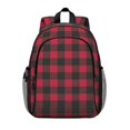 thumbnail image 1 of Red and Black Checkered Pattern Backpack for School, Cute School Bag with Adjustable Shoulder Straps and Padded Back, 15"x11.42"x5.5", 1 of 5