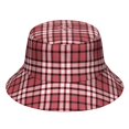 Red and Black Checkered Pattern Bucket Hat, Fishing Hiking Cap with ...