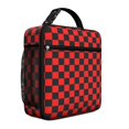 thumbnail image 1 of Red and Black Checkered Pattern Insulated Lunch Bag Teens,Lunch Box for Men Women for Work,Picnic or Travel,10.2x9.5x4.3 Inches,8 Can Capacity, 1 of 6