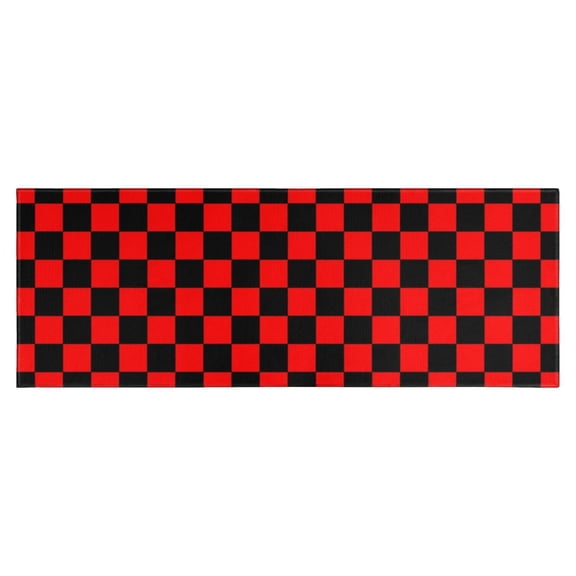 Red and Black Checkered Pattern Kitchen Rug Mat,Kitchen Runner Rugs Non Skid Washable,Decorative Kitchen Floor Mats for Kitchen,Sink,Laundry,17"X47"