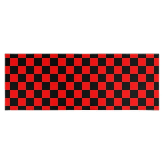 Red and Black Checkered Pattern Kitchen Rug Mat,Kitchen Runner Rugs Non Skid Washable,Decorative Kitchen Floor Mats for Kitchen,Sink,Laundry,17"X47"