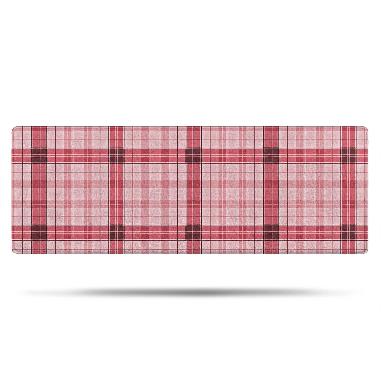 Red and Black Checkered Pattern Non Slip Microfiber Bathroom Rugs, Soft ...
