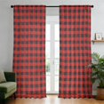 Reg Pock Red and Black Checkered Pattern Sheer Curtains, Sheer Window Panels ...