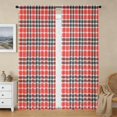 Reg Pock Red and Black Checkered Pattern Sheer Curtains, Voile Drapes with Dual ...