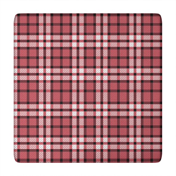 Red and Black Checkered Pattern Square Fitted Tablecloth with Elastic Edge, Washable Table Cover for Home Kitchen Party and Daily Decor 34"x34"