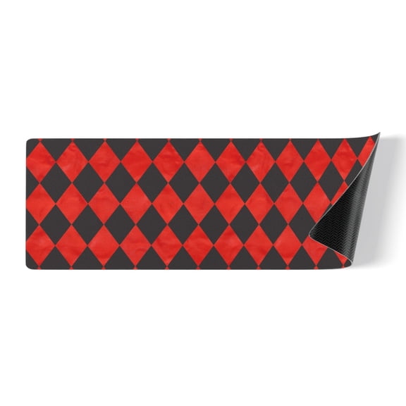 Red and Black Checkered Rubber Rectangular Kitchen Doormat