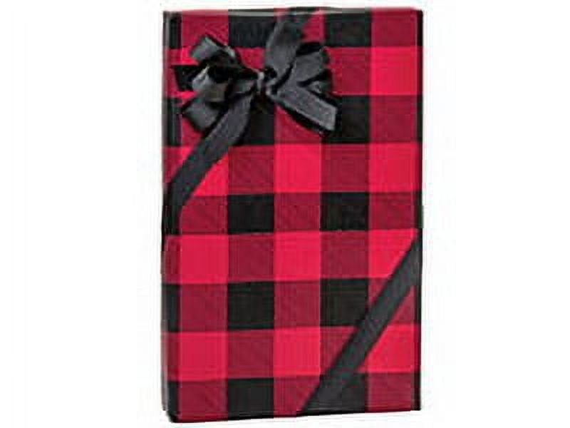 Cakesupplyshop Red and Black Christmas Buffalo Plaid Holiday /Christmas Gift Wrapping Paper 16ft