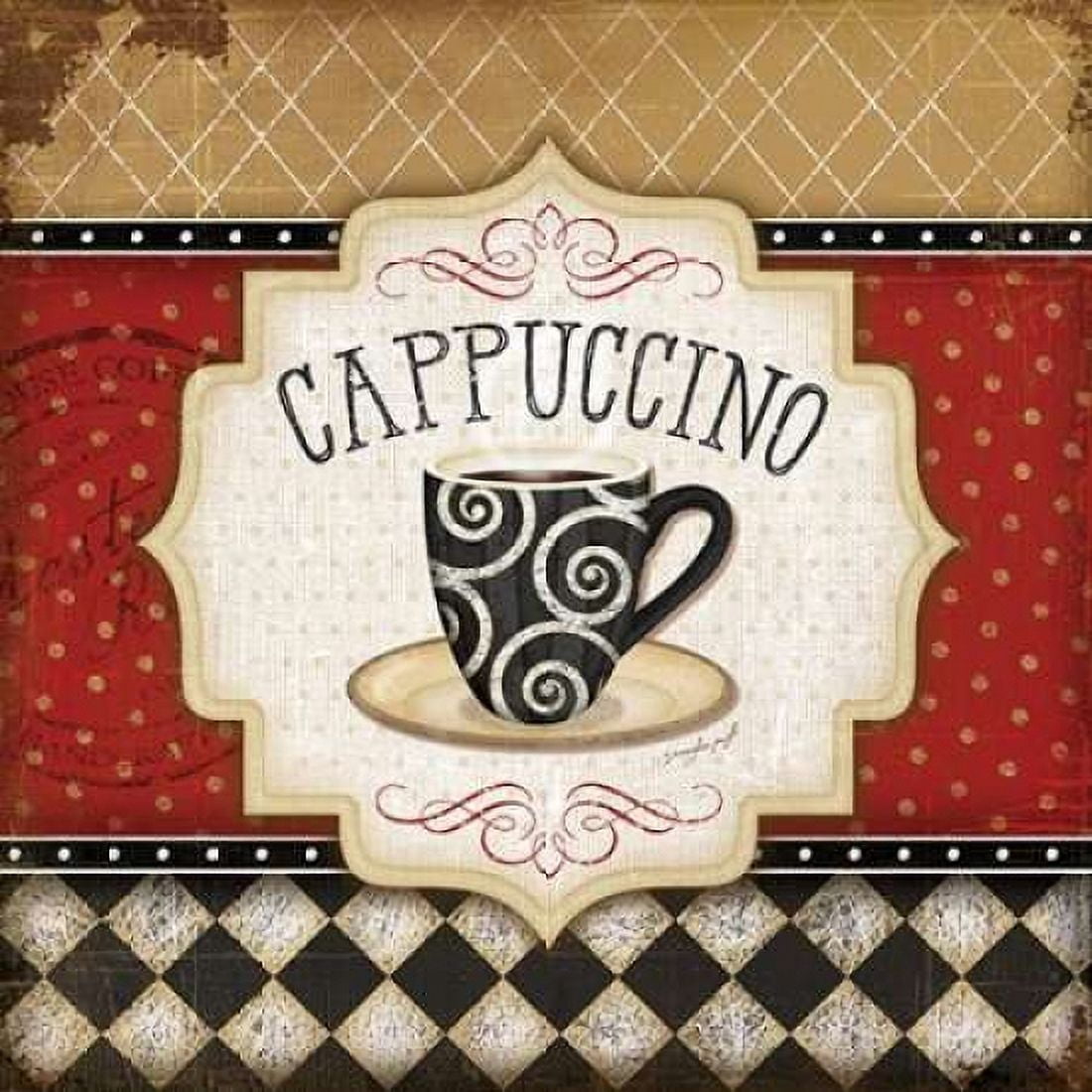 Red and Black Classic Coffee IV Canvas Art - Jennifer Pugh (24 x 24)
