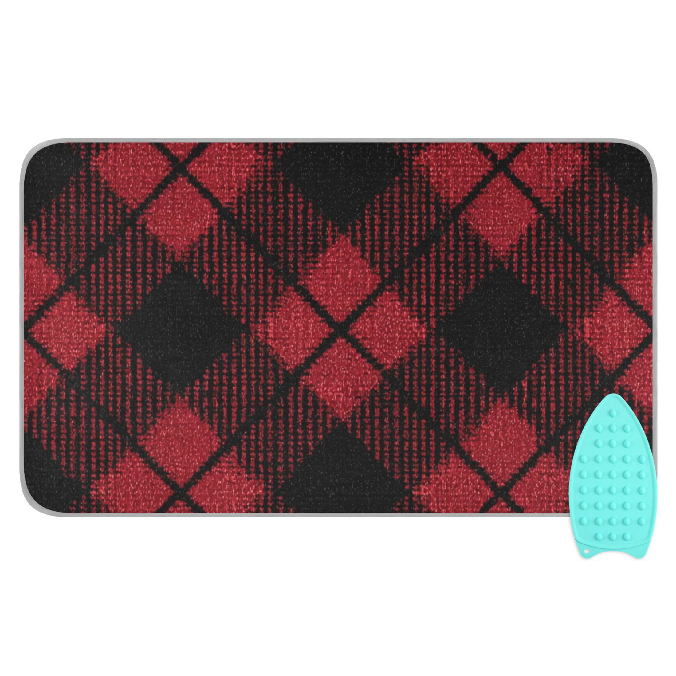 Red and Black Diagonal Tartan Plaids Ironing Mat Blanket Portable Travel Ironing Pad Heat Resistant Pad 47.2" x 27.6”