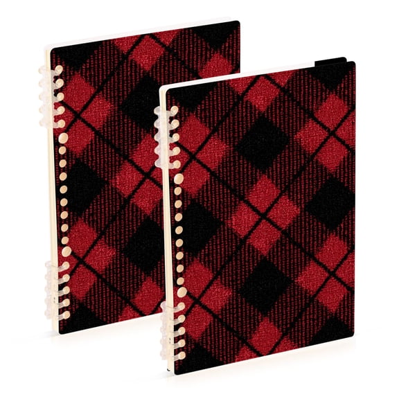 Red and Black Diagonal Tartan Plaids Notebook Detachable Coil Notebook Diary Plan Book A5 Size 60 Pages 1 Pack
