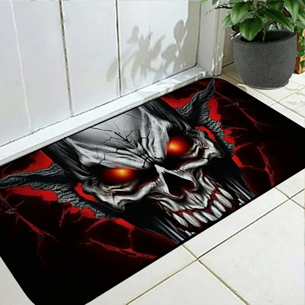 Red and Black Ghost Indoor Outdoor Door mat, Stain and Fade Resistant