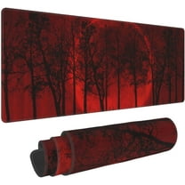 Red and Black Moon Trees Mouse Pad 31.5x11.8 Inch Mousepad Extended Large Non Slip Rubber Base Big Keyboard Mat Stitched Edges Gaming Office