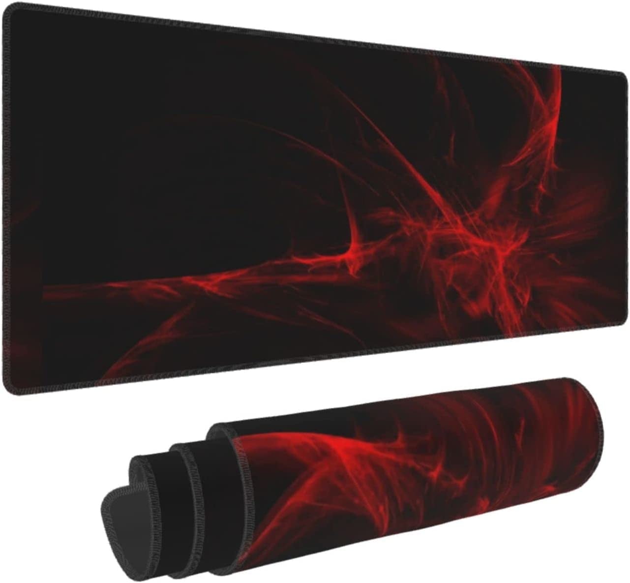 Red and Black Mouse Pad XXL Long Extra Gaming Desk Mat for Computer Keyboard Laptop Office Non-Slip Rubber Stitched Edges 31.5×11.8 Inch