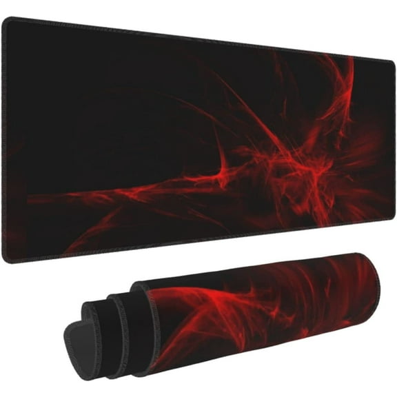 Red and Black Mouse Pad XXL Long Extra Gaming Desk Mat for Computer Keyboard Laptop Office Non-Slip Rubber Stitched Edges 31.5×11.8 Inch