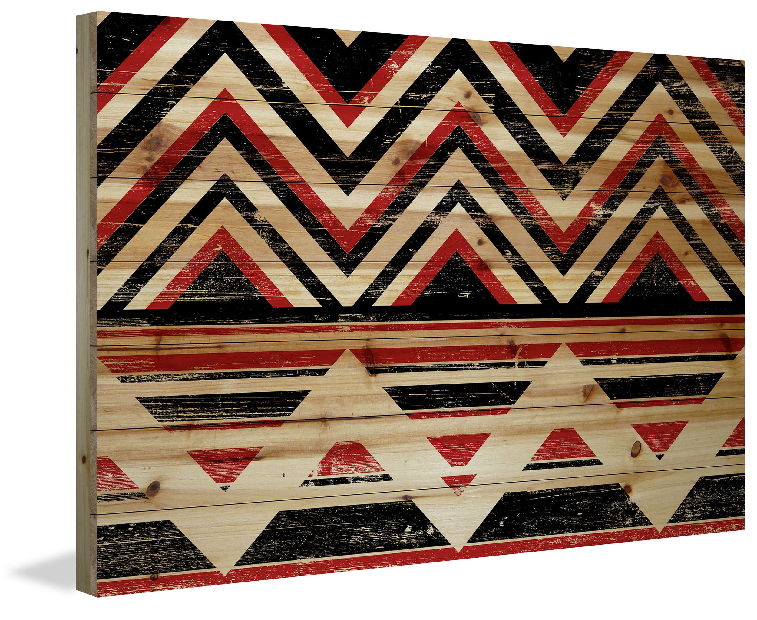 "Red and Black" Painting Print on Natural Pine Wood
