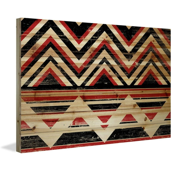 "Red and Black" Painting Print on Natural Pine Wood