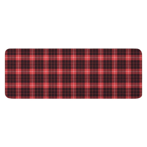 Red and Black Plaid Pattern Kitchen Rug Mat,Kitchen Runner Rugs Non Skid Washable,Decorative Kitchen Floor Mats for Kitchen,Sink,Laundry,17"x47.2"