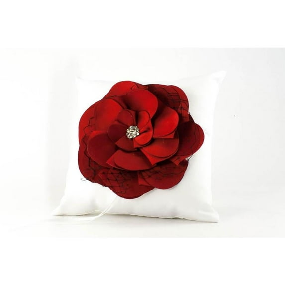 Red and Black Rose Wedding Ring Bearer Pillow